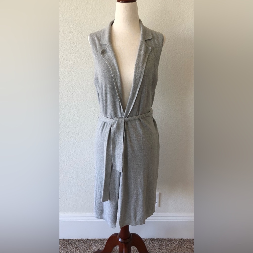 BANANA REPUBLIC - SLEEVELESS VEST DUSTER + WOMENS/GRAY XS